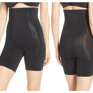 Spanx Black OnCore Shape Wear High Waisted Mid Thigh Shorts Size Large